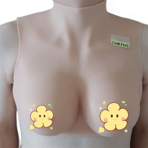 Silicon Filled Breast Low Collar Style Silicone Breast Forms Breastplate B-G Cup for ...