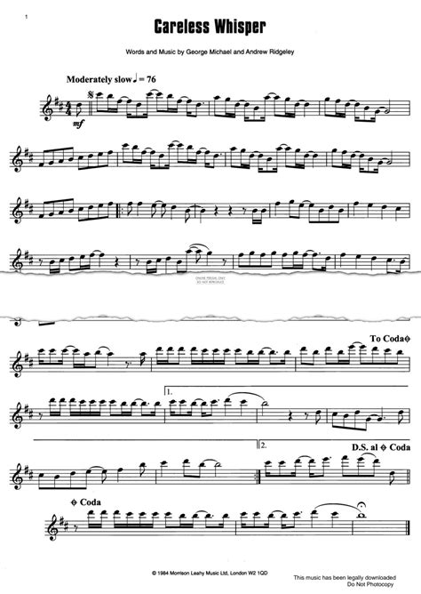 Careless Whisper (George Michael) | Sheet Music: Alto Saxophone | PDF ...
