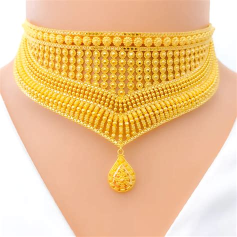 Extravagant Floral V-shaped Choker Set | JKJ Jewellers