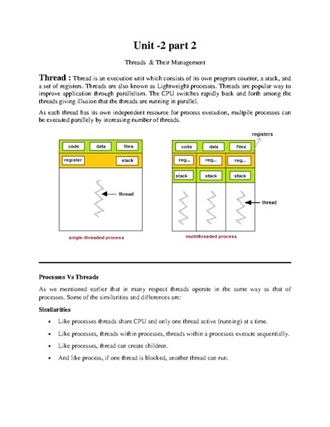 OS Unit-2: Threads Management and Process Synchronization Notes - Studocu