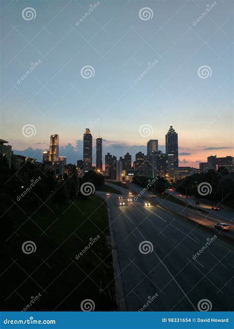 Panorama skyline at dusk editorial stock image. Image of sunset - 98331654