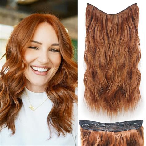 Amazon.com : Auburn Halo Hair Extensions Red Copper 18 Inch Ivisible ...