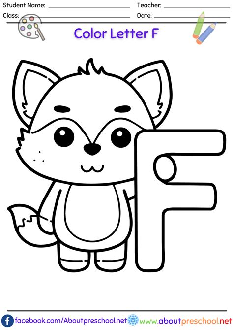 Free Letter F Coloring page - About Preschool