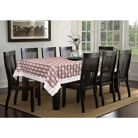 Buy Blue Grass PVC Check Designs Printed Dining Table Cover for 6 ...