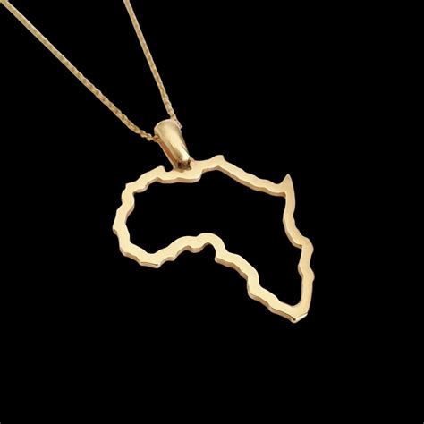 Petite Map of Africa Yellow Gold Outline Pendant & Chain 45cm – GoodiesHub.com