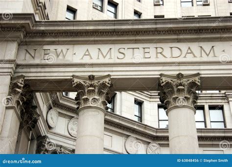 The Words New Amsterdam, Original Name of New York, Engraved in Stone ...