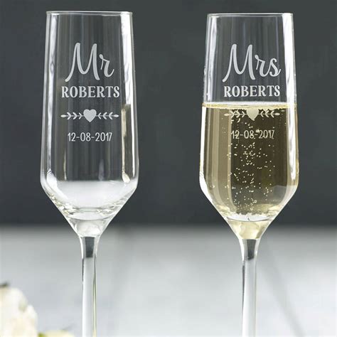 Personalised Wedding Champagne Flutes By Abode Home & Gifts