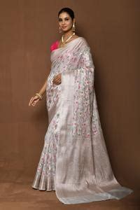 Buy White Banarasi Silk Woven Floral Saree For Women by Samyukta ...