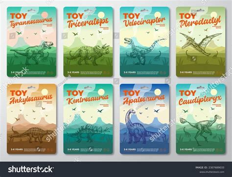 Dinosaur Toy Product Labels Template Set Stock Vector (Royalty Free ...