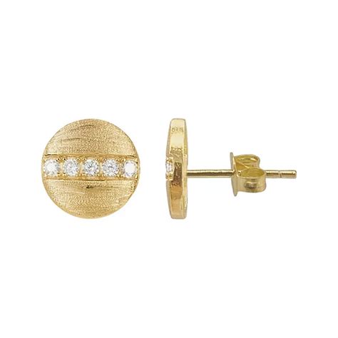 Adornia 14k Gold Plated Cubic Zirconia Line Disc Stud Earrings
