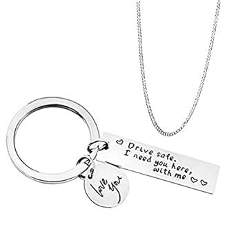 Yellow Chimes Drive Safe' Touching Love Message Keychain Pendant with ...