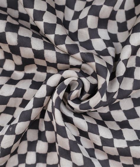 Black white hand block printed modal fabric – GoSwadeshi
