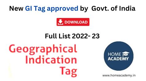 New GI Tag approved by Govt. of India Full List 2022