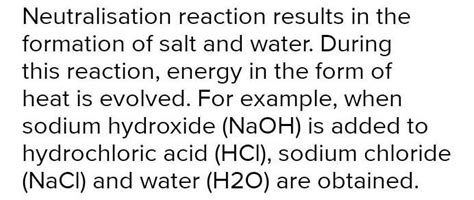 1. Describe the process of neutralisation with the help of an example ...