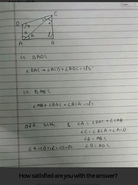 In the figure, the quadrilateral has been split into two triangles.Show ...