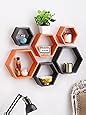 Artesia Wooden Brown Wall Shelf Rack Set of 3 Intersecting Wall Shelves ...