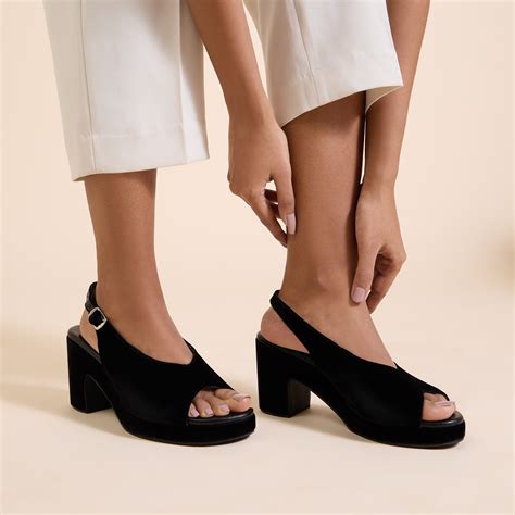 Chloe Black Suede Platform Heels For Women