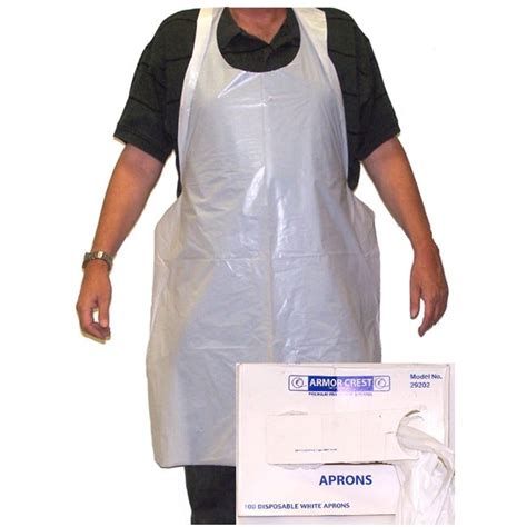 Valcrest 29202 White disposable aprons 2-mil 100 pieces per dispenser ...