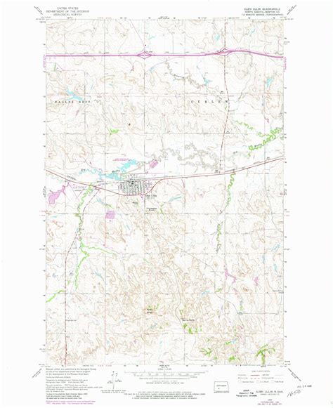Classic USGS Glen Ullin North Dakota 7.5'x7.5' Topo Map – MyTopo Map Store