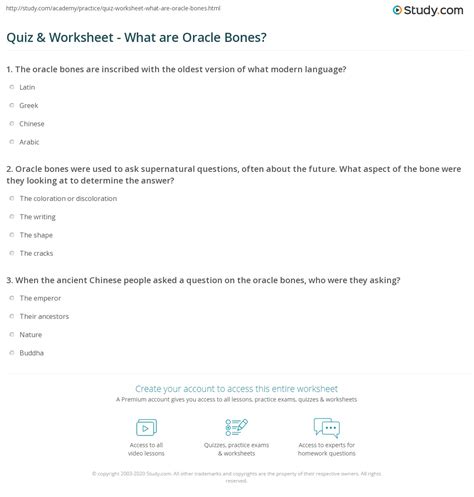 Quiz & Worksheet - What are Oracle Bones? | Study.com