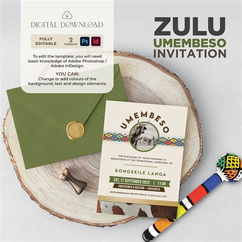 Zulu Traditional Wedding Invitation Cards Designs Customisable African