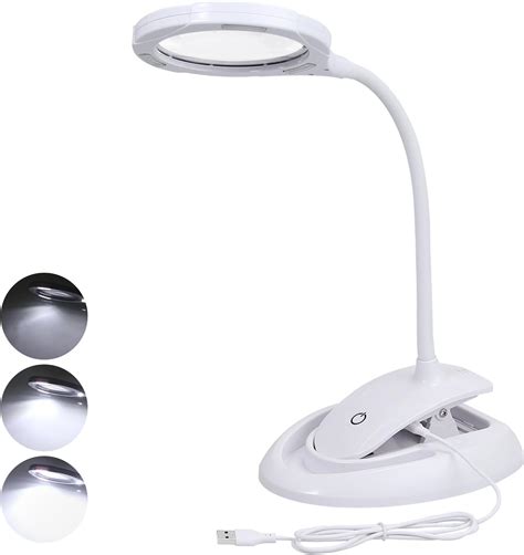 Tanice Magnifying Glass with Light, 2-in-1 Magnifying Glass Desk Lamp 5X 10X Magnifier LED Light ...