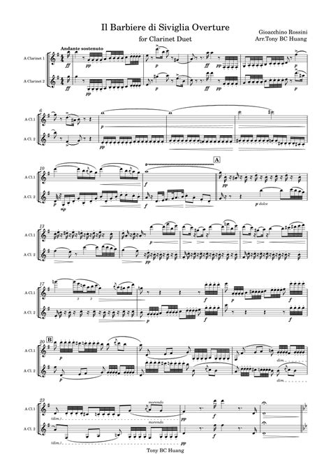 The Barber of Seville Overture (arr. Tony BC Huang) by G. Rossini Sheet ...
