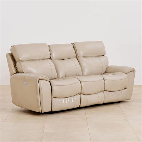 Buy (Refurbished) Helsinki Half Leather 3-Seater Electric Recliner ...