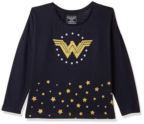 Kidsville Wonder Woman Printed Regular Fit Navy Blue Cotton Girl's T ...