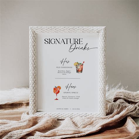 Signature Drink Wedding Sign, Wedding Bar Menu, Signature Drink Sign ...