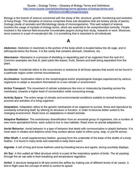 The Essential Glossary Of Zoology: Key Terms Explained