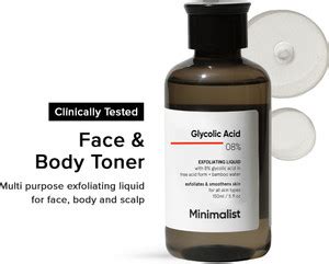 Minimalist 8% Glycolic Acid Toner For Glowing Skin | For Body, Face ...