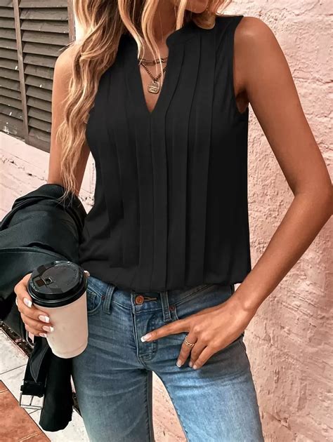 EMERY ROSE Press Crease Popover Front Tank Top | SHEIN USA