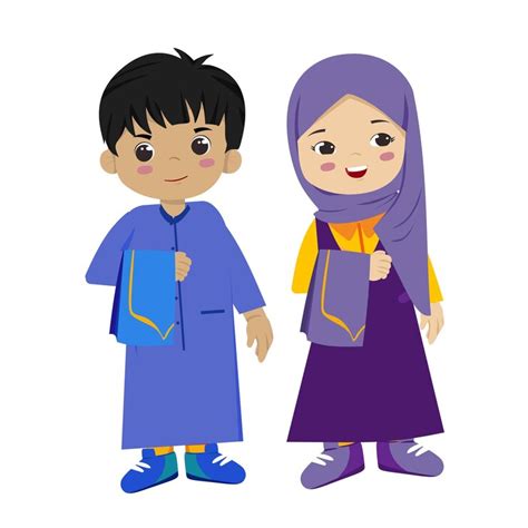 Muslim kids barra and jenna holding sajada for tarawih prayer in ram ...