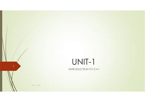 Full digital-1 - Complete notes on - UNIT- INTRODUCTION TO C++ 1 ...