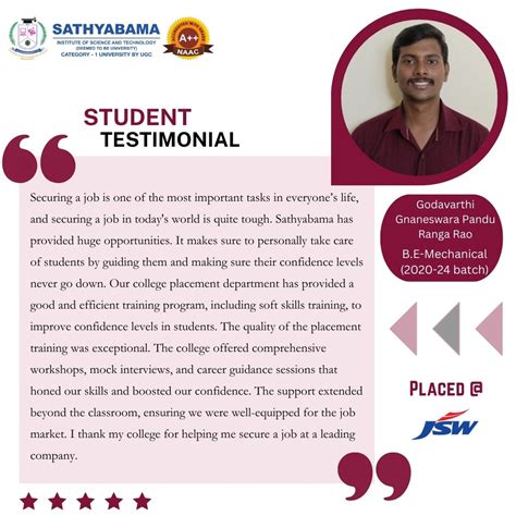 Student Testimonials | Sathyabama Institute of Science and Technology ...
