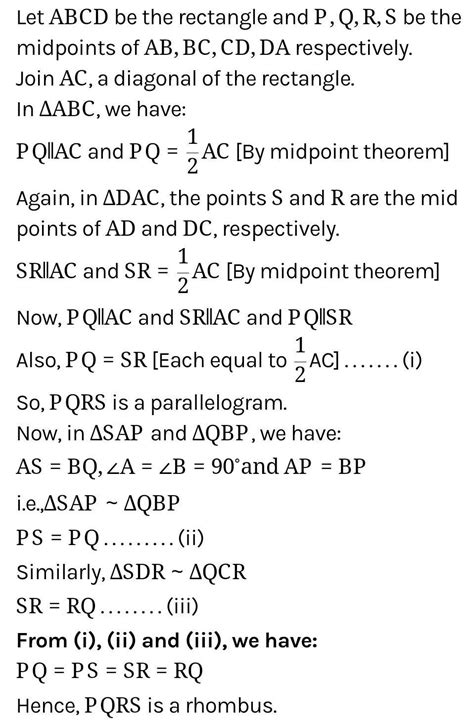 10) PQRS is a rhombus and U, V, W and Z are mid points of PQ, QR RS and ...