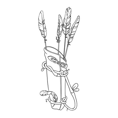 Quiver with arrows for games. Sketch of quiver for archery games ...