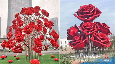 公园景观雕塑，不锈钢花朵雕塑-宏通雕塑