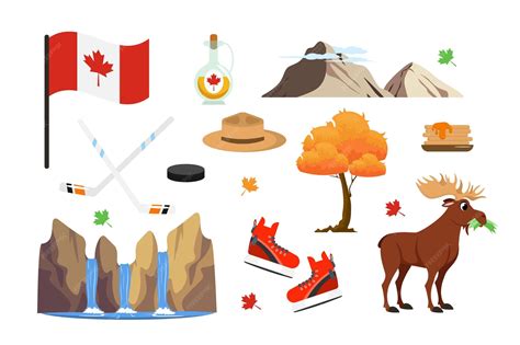 Premium Vector | Vector illustration of tourist items in canada ...
