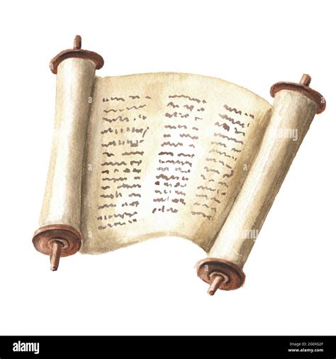 Open Torah scroll with the text of the Bible, the Pentateuch of Moses ...