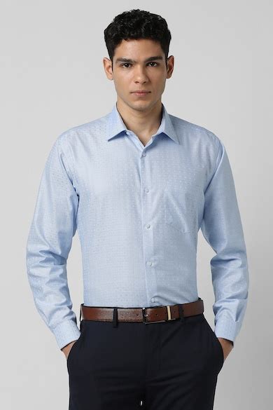 Buy Men Light Blue Textured Full Sleeves Formal Shirt Online - 39916223 ...