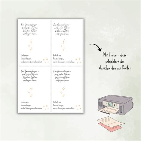 PDF Vorlage Sonnenfänger/Suncatcher Geschenkkarte zum Ausdrucken | 4 ...