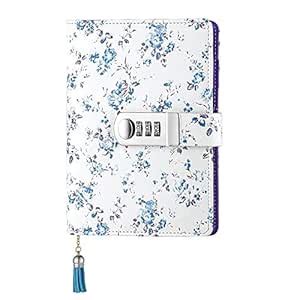 koboome Floral Diary with Lock PU Leather Combination Journal A6 ...