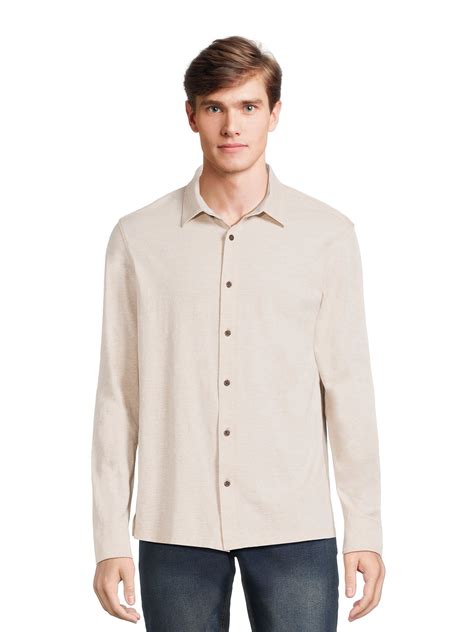 George Men’s Knit Button Down Shirt with Long Sleeves, Sizes S-3XL ...