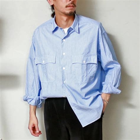 Porter Classic ROLL UP STRIPE SHIRT - LOGO WHITE - ポータークラシック ロールアップシャツ ...