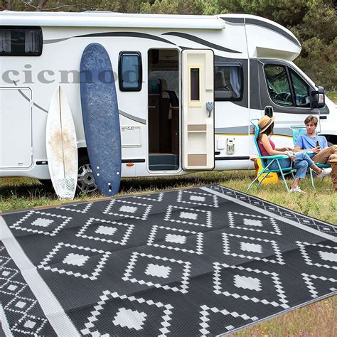 SAYFUT Patio Mat Outdoor Rug Patio Deck RV Reversible Area Rug Camping ...