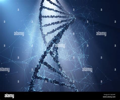 Biotechnology and molecular genetic engineering. 3D illustration of ...
