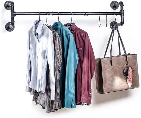 Buy GDAE10 Black Garment Rack Wall Mounted Clothing Display Rack ...