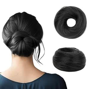 D-DIVINE Natural Human Hair Buns - Messy Juda Bun - Donut Scrunchies ...